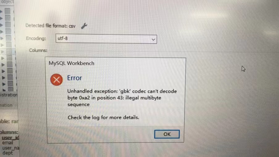 MySQL Workbench Error